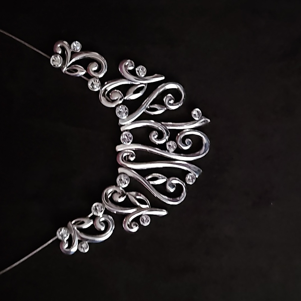 Brighton Concerto Bella Crystal Silver Plated Statement Bib Necklace